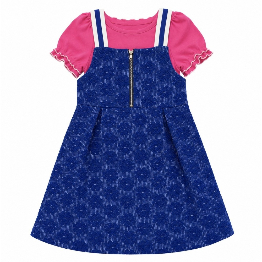 NEW Bonnie Jean Toddler Blue Dress Set Pink Top Size 5